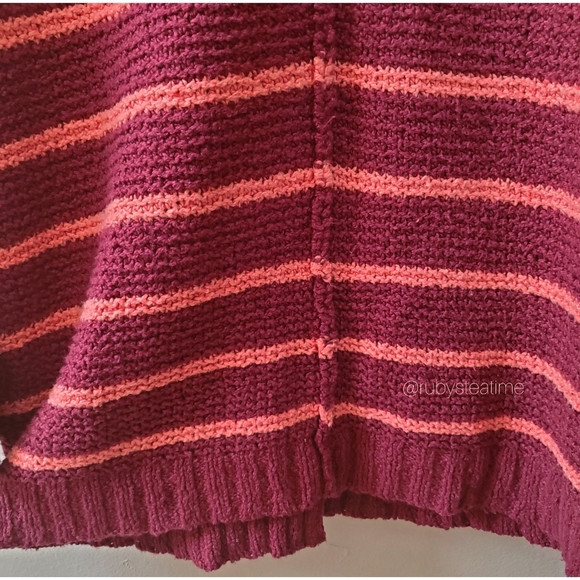 FREE PEOPLE BEACH - Long Cardigan, Stripe, Open Knit, Large Buttons - Picture 8 of 12